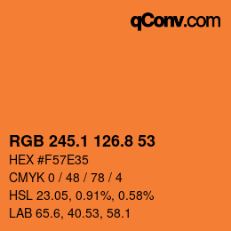 カラーコード: RGB 245.1 126.8 53 | qconv.com