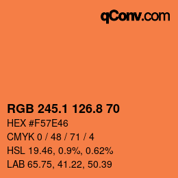 カラーコード: RGB 245.1 126.8 70 | qconv.com