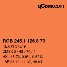 カラーコード: RGB 245.1 126.8 73 | qconv.com