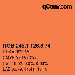 カラーコード: RGB 245.1 126.8 74 | qconv.com