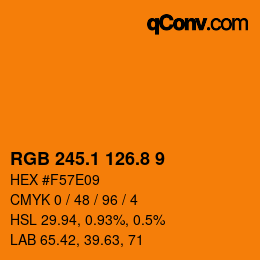 カラーコード: RGB 245.1 126.8 9 | qconv.com