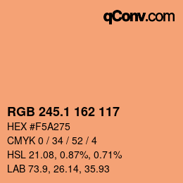 カラーコード: RGB 245.1 162 117 | qconv.com
