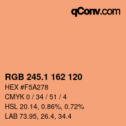 カラーコード: RGB 245.1 162 120 | qconv.com