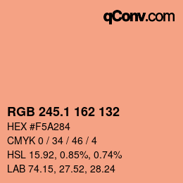 カラーコード: RGB 245.1 162 132 | qconv.com