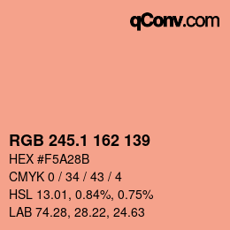 カラーコード: RGB 245.1 162 139 | qconv.com