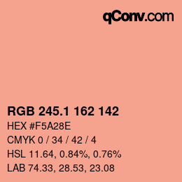 カラーコード: RGB 245.1 162 142 | qconv.com
