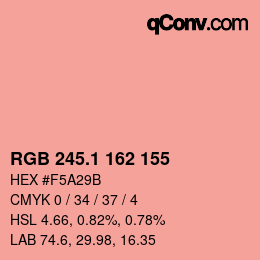 カラーコード: RGB 245.1 162 155 | qconv.com