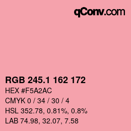 カラーコード: RGB 245.1 162 172 | qconv.com