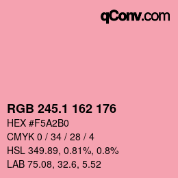 カラーコード: RGB 245.1 162 176 | qconv.com