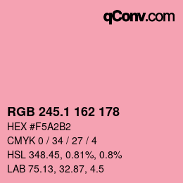 カラーコード: RGB 245.1 162 178 | qconv.com