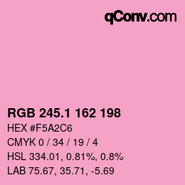 カラーコード: RGB 245.1 162 198 | qconv.com