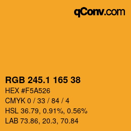 カラーコード: RGB 245.1 165 38 | qconv.com
