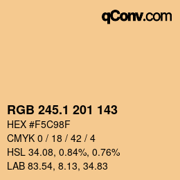 カラーコード: RGB 245.1 201 143 | qconv.com