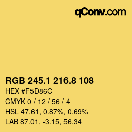 カラーコード: RGB 245.1 216.8 108 | qconv.com
