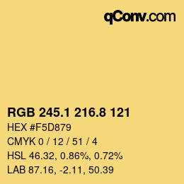 カラーコード: RGB 245.1 216.8 121 | qconv.com