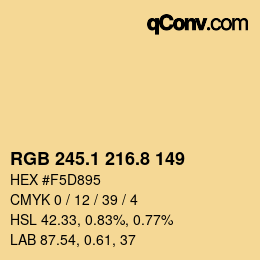 カラーコード: RGB 245.1 216.8 149 | qconv.com
