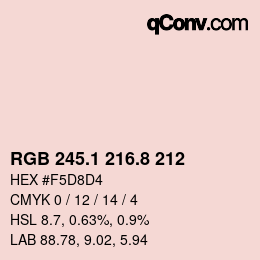 カラーコード: RGB 245.1 216.8 212 | qconv.com