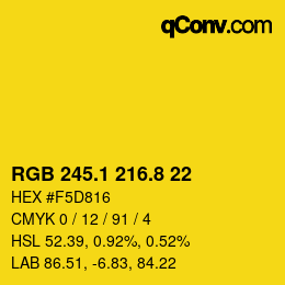 カラーコード: RGB 245.1 216.8 22 | qconv.com