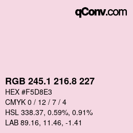 カラーコード: RGB 245.1 216.8 227 | qconv.com