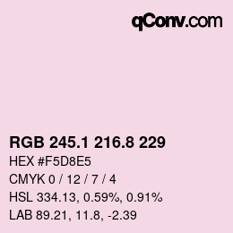 カラーコード: RGB 245.1 216.8 229 | qconv.com