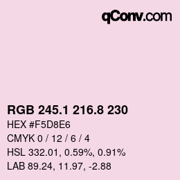 Color code: RGB 245.1 216.8 230 | qconv.com