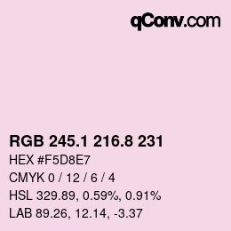 カラーコード: RGB 245.1 216.8 231 | qconv.com