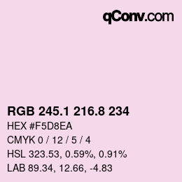 Color code: RGB 245.1 216.8 234 | qconv.com
