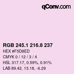 カラーコード: RGB 245.1 216.8 237 | qconv.com
