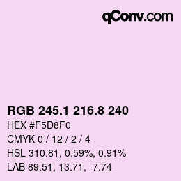 Color code: RGB 245.1 216.8 240 | qconv.com