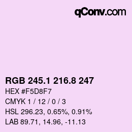 Color code: RGB 245.1 216.8 247 | qconv.com