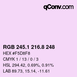Color code: RGB 245.1 216.8 248 | qconv.com