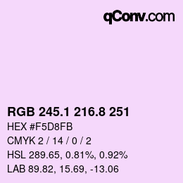Color code: RGB 245.1 216.8 251 | qconv.com