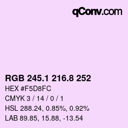 Color code: RGB 245.1 216.8 252 | qconv.com