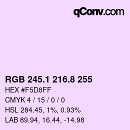 Color code: RGB 245.1 216.8 255 | qconv.com