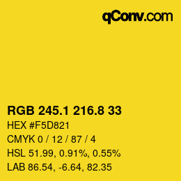 カラーコード: RGB 245.1 216.8 33 | qconv.com