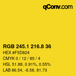 カラーコード: RGB 245.1 216.8 36 | qconv.com