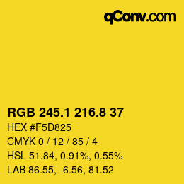 カラーコード: RGB 245.1 216.8 37 | qconv.com