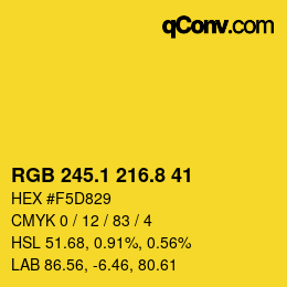 カラーコード: RGB 245.1 216.8 41 | qconv.com