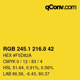 カラーコード: RGB 245.1 216.8 42 | qconv.com