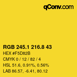 カラーコード: RGB 245.1 216.8 43 | qconv.com