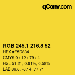カラーコード: RGB 245.1 216.8 52 | qconv.com