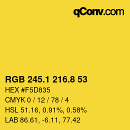 カラーコード: RGB 245.1 216.8 53 | qconv.com