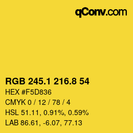 カラーコード: RGB 245.1 216.8 54 | qconv.com