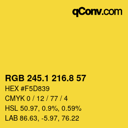 カラーコード: RGB 245.1 216.8 57 | qconv.com