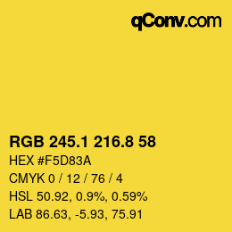 カラーコード: RGB 245.1 216.8 58 | qconv.com