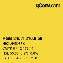カラーコード: RGB 245.1 216.8 59 | qconv.com