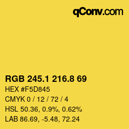 カラーコード: RGB 245.1 216.8 69 | qconv.com