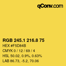カラーコード: RGB 245.1 216.8 75 | qconv.com