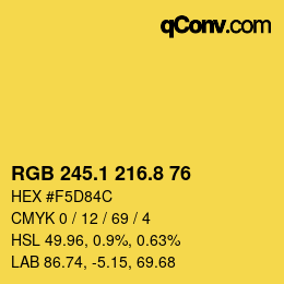 カラーコード: RGB 245.1 216.8 76 | qconv.com