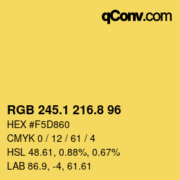 カラーコード: RGB 245.1 216.8 96 | qconv.com